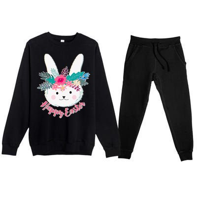 Happy Easter Flower Bunny Premium Crewneck Sweatsuit Set