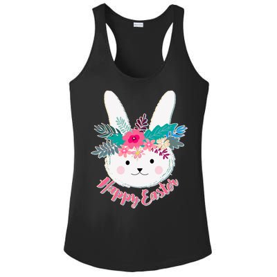 Happy Easter Flower Bunny Ladies PosiCharge Competitor Racerback Tank