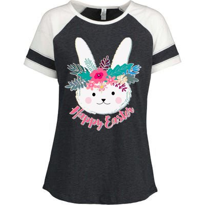 Happy Easter Flower Bunny Enza Ladies Jersey Colorblock Tee