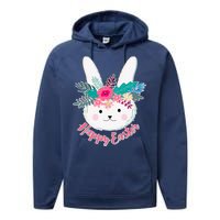 Happy Easter Flower Bunny Performance Fleece Hoodie