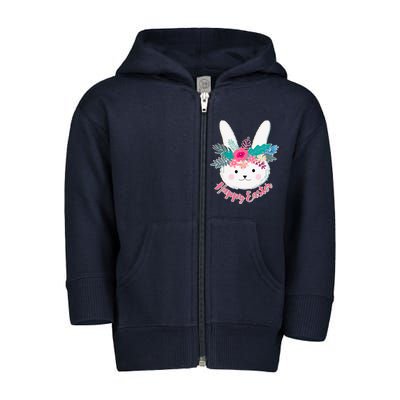 Happy Easter Flower Bunny Toddler Zip Fleece Hoodie