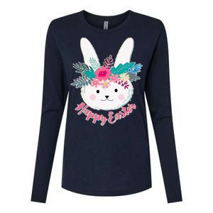 Happy Easter Flower Bunny Womens Cotton Relaxed Long Sleeve T-Shirt