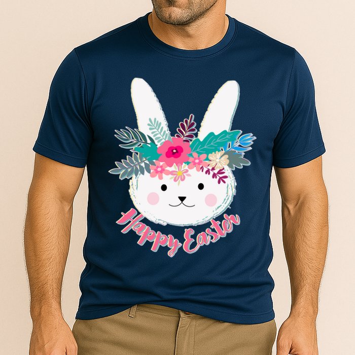 Happy Easter Flower Bunny Cooling Performance Crew T-Shirt