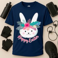 Happy Easter Flower Bunny Cooling Performance Crew T-Shirt