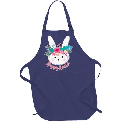 Happy Easter Flower Bunny Full-Length Apron With Pockets