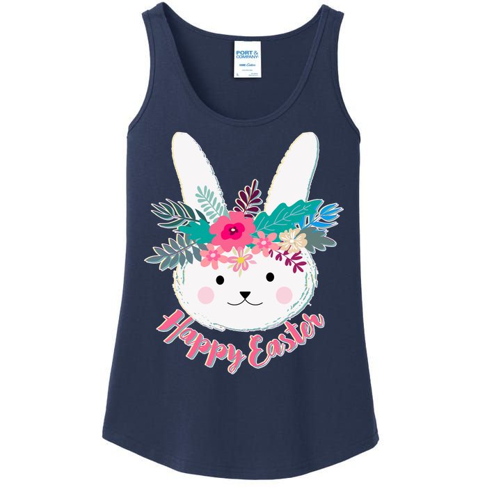 Happy Easter Flower Bunny Ladies Essential Tank