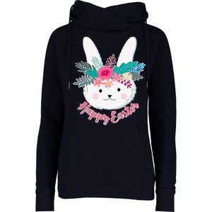 Happy Easter Flower Bunny Womens Funnel Neck Pullover Hood