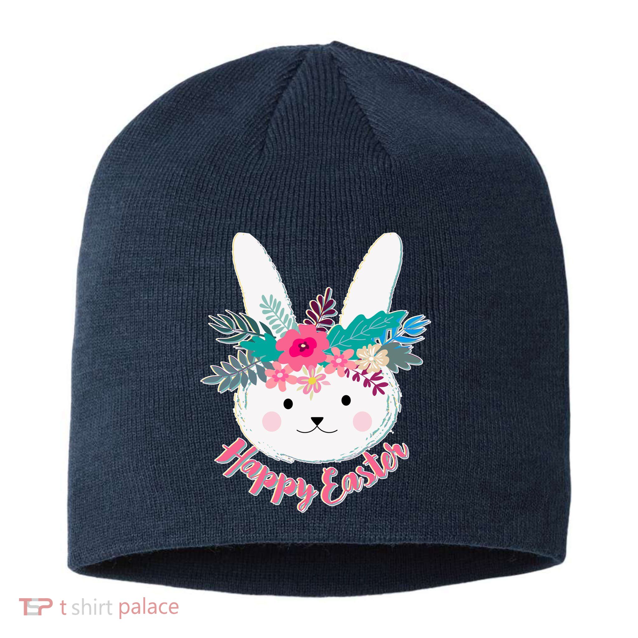 Happy Easter Flower Bunny Sustainable Beanie