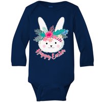 Happy Easter Flower Bunny Baby Long Sleeve Bodysuit