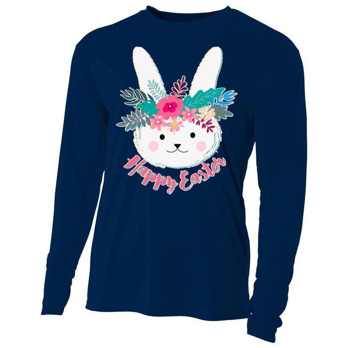 Happy Easter Flower Bunny Cooling Performance Long Sleeve Crew