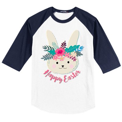 Happy Easter Flower Bunny Baseball Sleeve Shirt