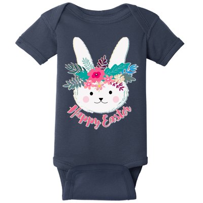 Happy Easter Flower Bunny Baby Bodysuit