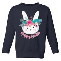 Happy Easter Flower Bunny Toddler Sweatshirt