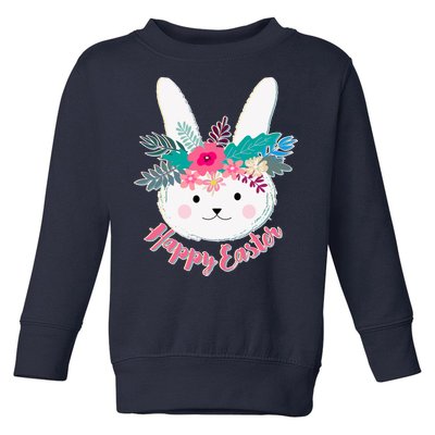 Happy Easter Flower Bunny Toddler Sweatshirt