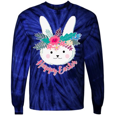 Happy Easter Flower Bunny Tie-Dye Long Sleeve Shirt