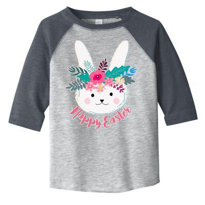 Happy Easter Flower Bunny Toddler Fine Jersey T-Shirt