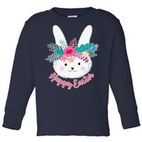 Happy Easter Flower Bunny Toddler Long Sleeve Shirt