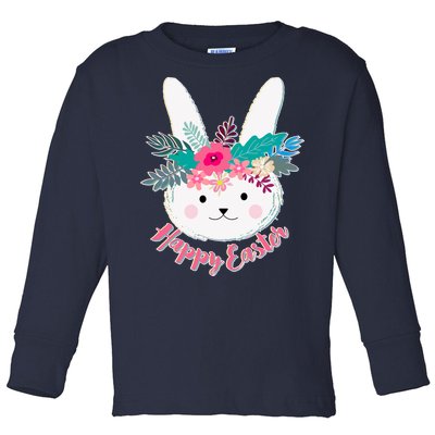 Happy Easter Flower Bunny Toddler Long Sleeve Shirt