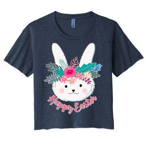 Happy Easter Flower Bunny Women's Crop Top Tee