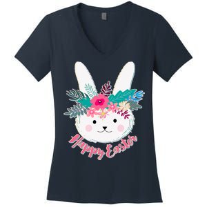 Happy Easter Flower Bunny Women's V-Neck T-Shirt