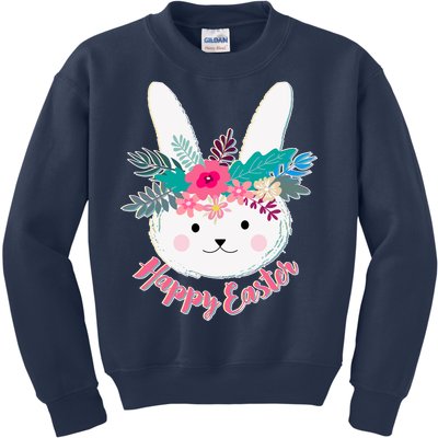 Happy Easter Flower Bunny Kids Sweatshirt