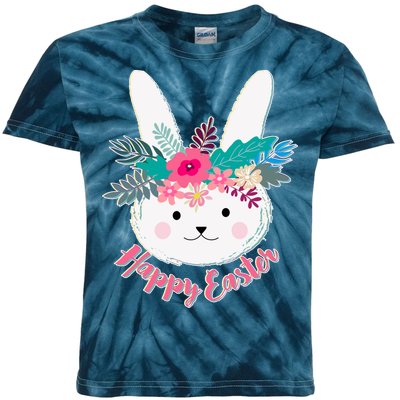 Happy Easter Flower Bunny Kids Tie-Dye T-Shirt