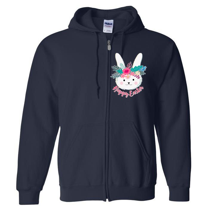 Happy Easter Flower Bunny Full Zip Hoodie