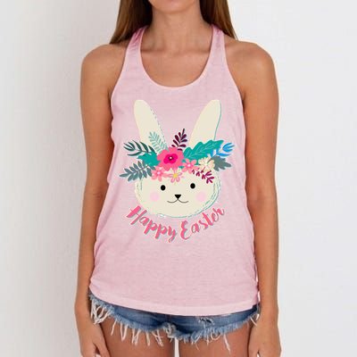 Happy Easter Flower Bunny Women's Knotted Racerback Tank