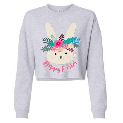 Happy Easter Flower Bunny Cropped Pullover Crew