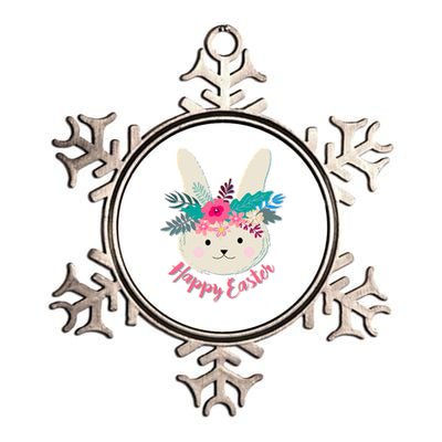 Happy Easter Flower Bunny Metallic Star Ornament