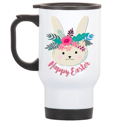 Happy Easter Flower Bunny Stainless Steel Travel Mug