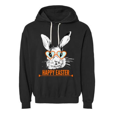Happy Easter Hipster Bunny Rabbit Garment-Dyed Fleece Hoodie