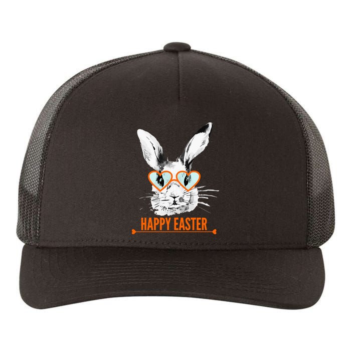 Happy Easter Hipster Bunny Rabbit Yupoong Adult 5-Panel Trucker Hat