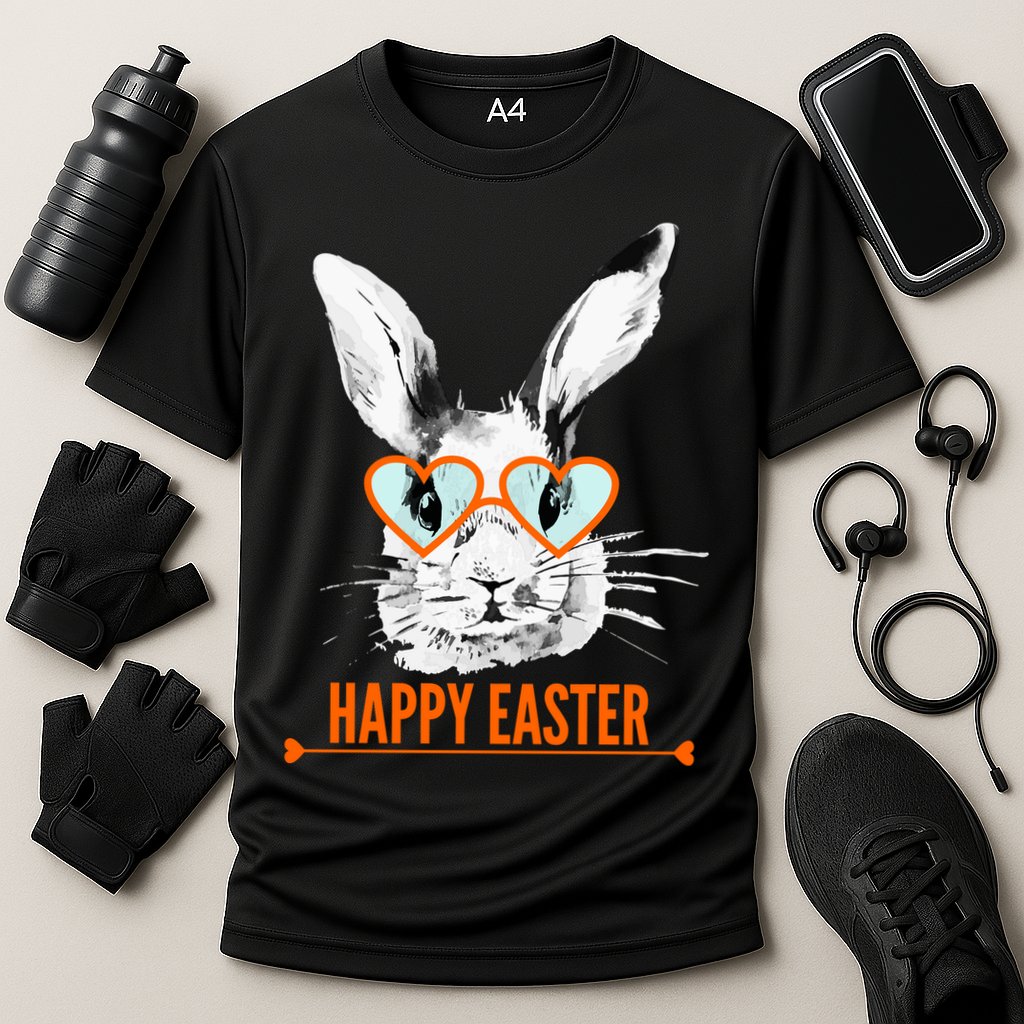 Happy Easter Hipster Bunny Rabbit Performance Shirt