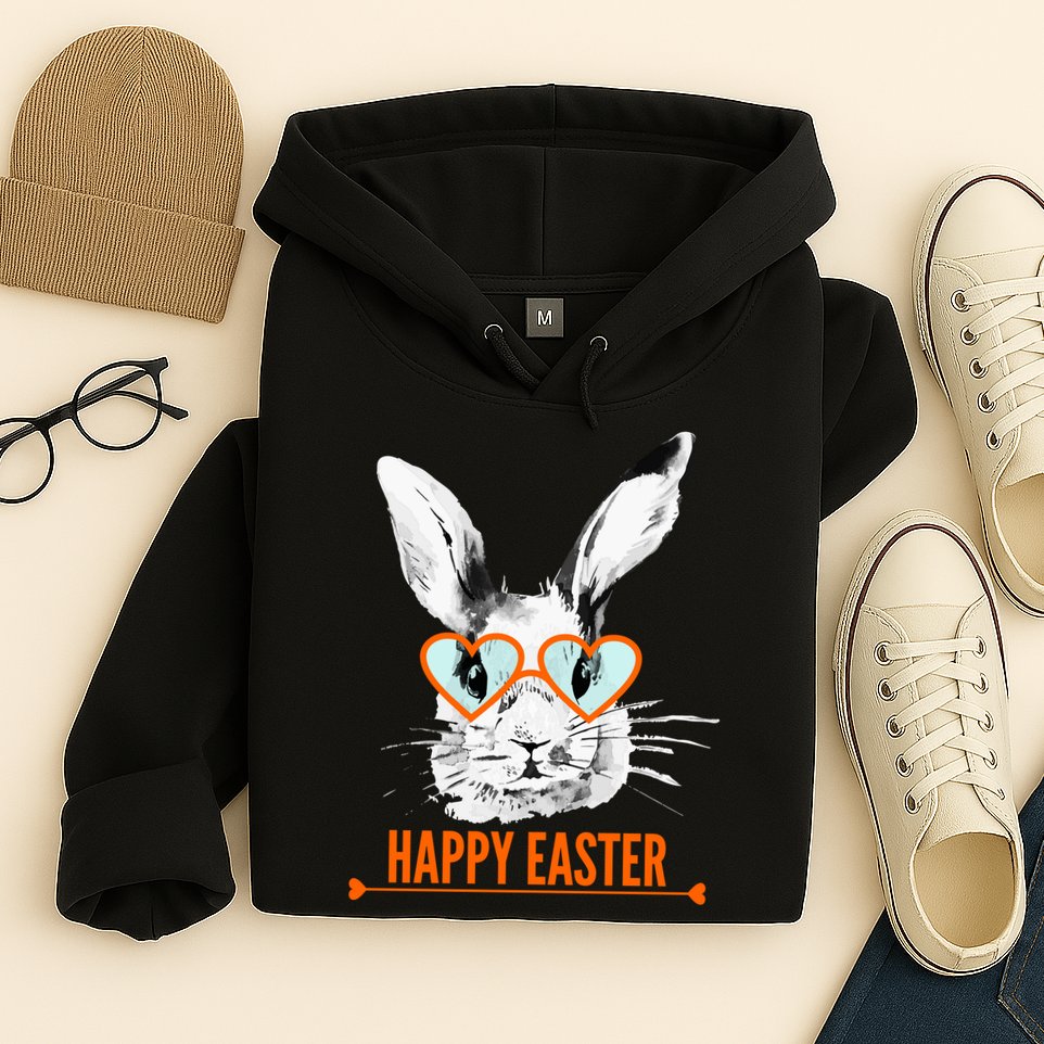 Happy Easter Hipster Bunny Rabbit Hoodie
