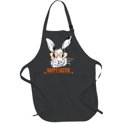 Happy Easter Hipster Bunny Rabbit Full-Length Apron With Pockets