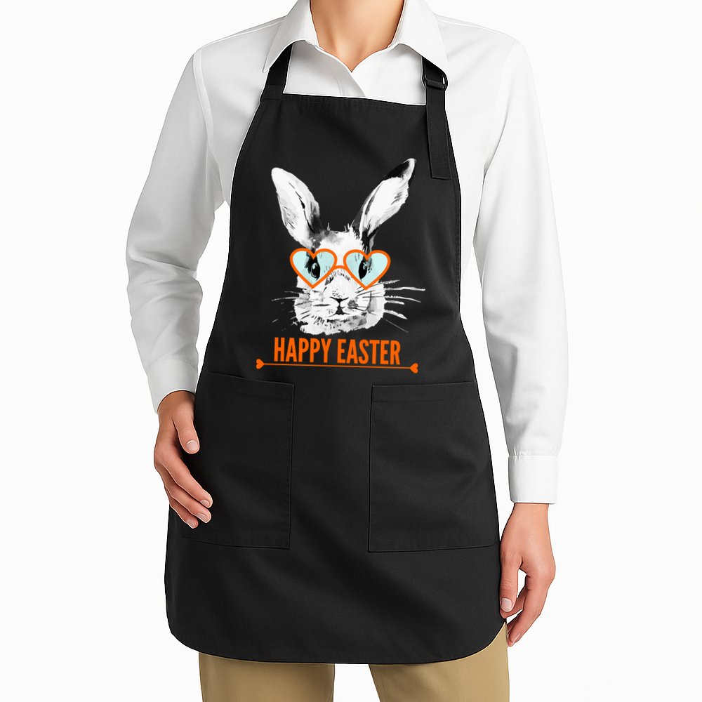 Happy Easter Hipster Bunny Rabbit Apron
