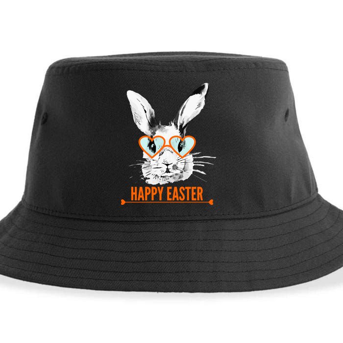 Happy Easter Hipster Bunny Rabbit Sustainable Bucket Hat