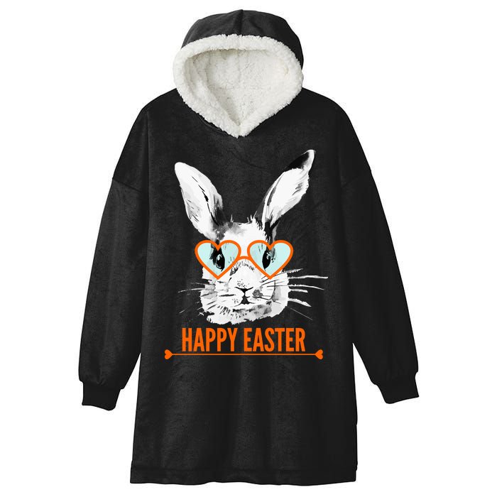 Happy Easter Hipster Bunny Rabbit Hooded Wearable Blanket