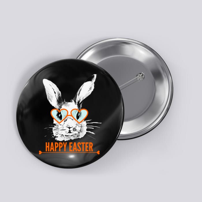 Happy Easter Hipster Bunny Rabbit Button