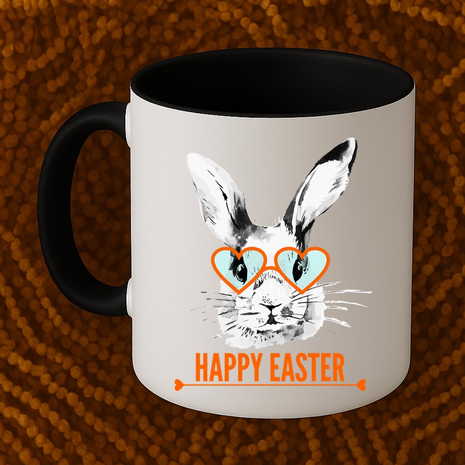 Happy Easter Hipster Bunny Rabbit Mug