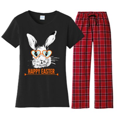 Happy Easter Hipster Bunny Rabbit Women's Flannel Pajama Set