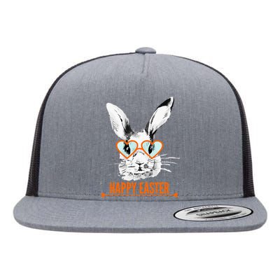 Happy Easter Hipster Bunny Rabbit Flat Bill Trucker Hat