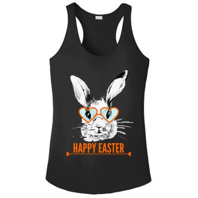 Happy Easter Hipster Bunny Rabbit Ladies PosiCharge Competitor Racerback Tank