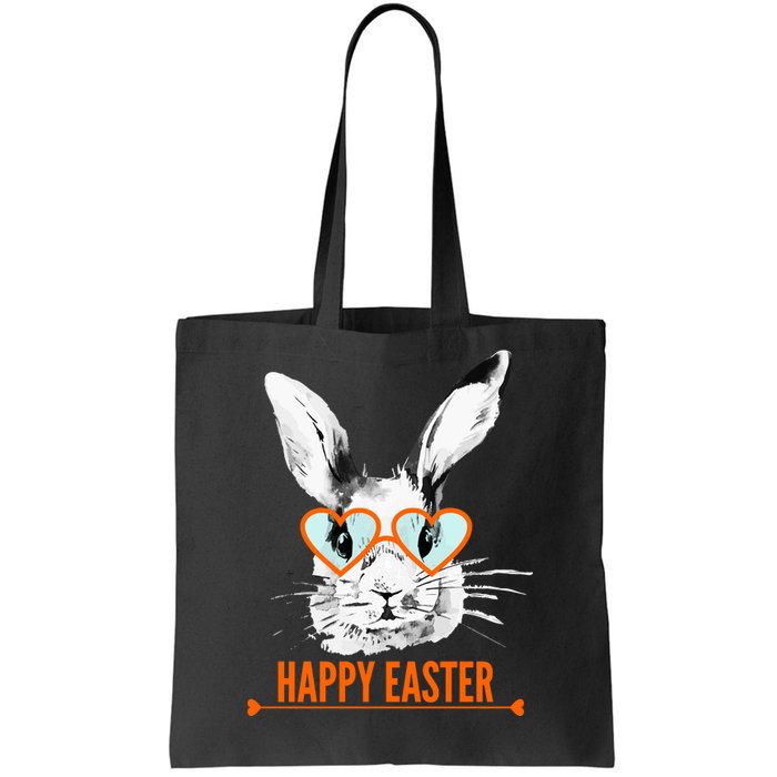 Happy Easter Hipster Bunny Rabbit Tote Bag