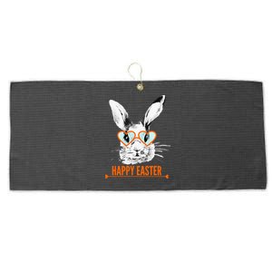 Happy Easter Hipster Bunny Rabbit Large Microfiber Waffle Golf Towel