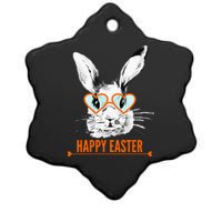 Happy Easter Hipster Bunny Rabbit Ceramic Star Ornament