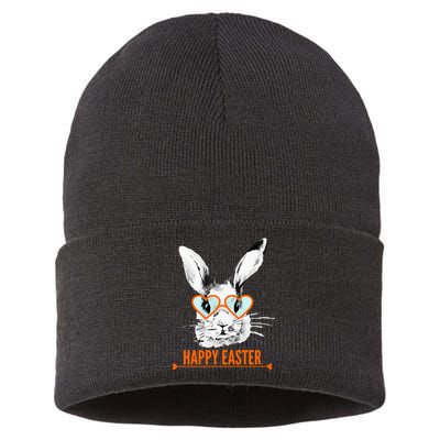 Happy Easter Hipster Bunny Rabbit Sustainable Knit Beanie