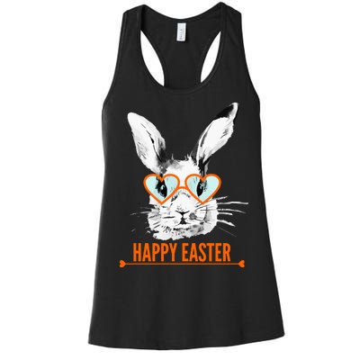 Happy Easter Hipster Bunny Rabbit Women's Racerback Tank