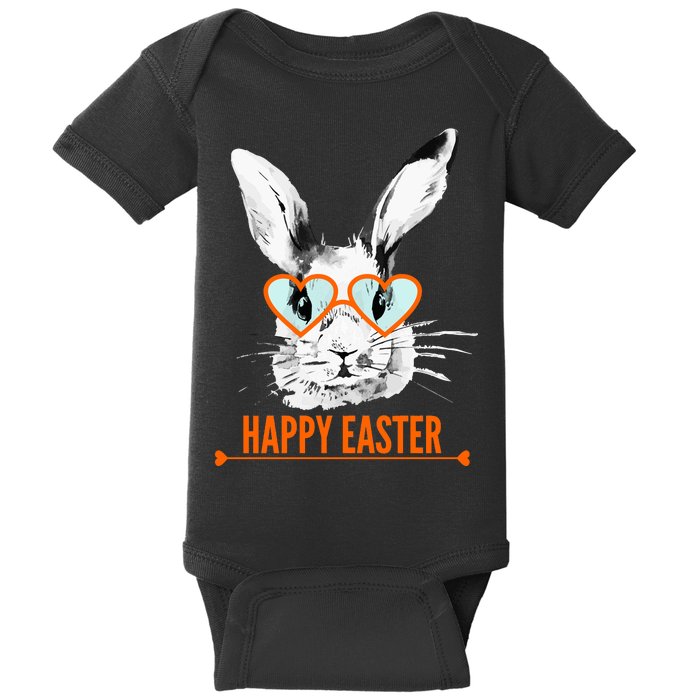 Happy Easter Hipster Bunny Rabbit Baby Bodysuit